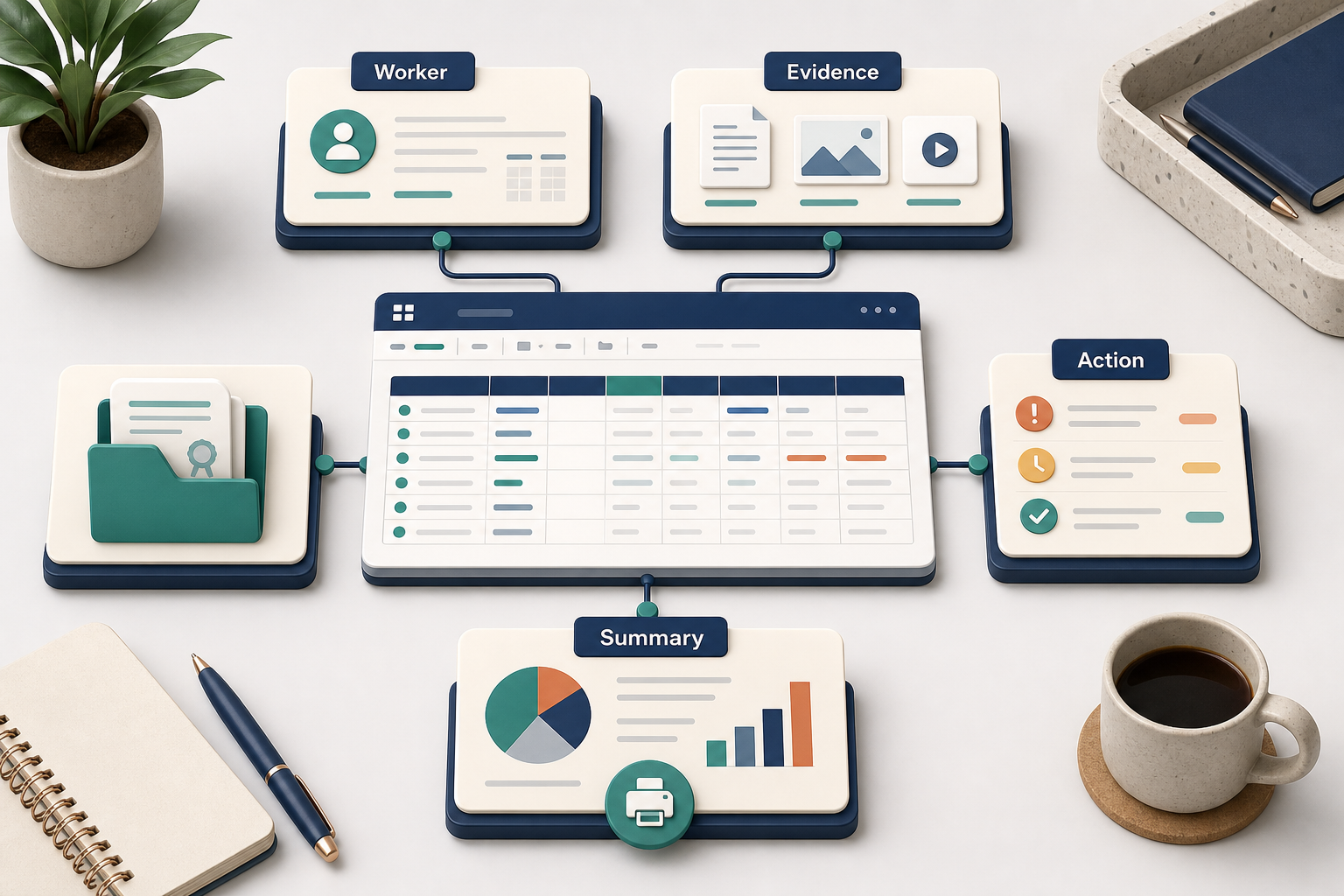 SafeRecord ECEC workflow for recording evidence and follow-up actions